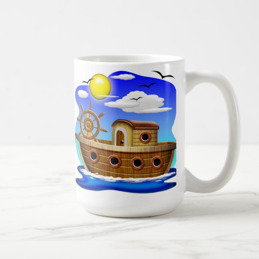Visboot Cartoon Koffiemok (Rechts)