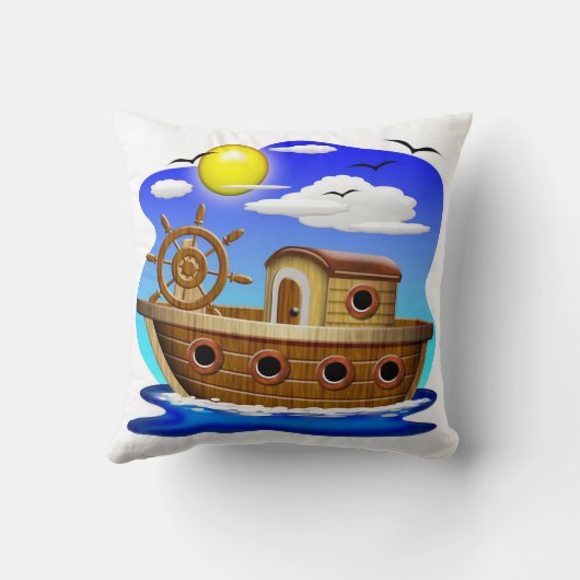 Visboot Cartoon Kussen (Achterkant)