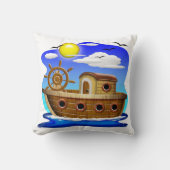Visboot Cartoon Kussen (Voorkant)