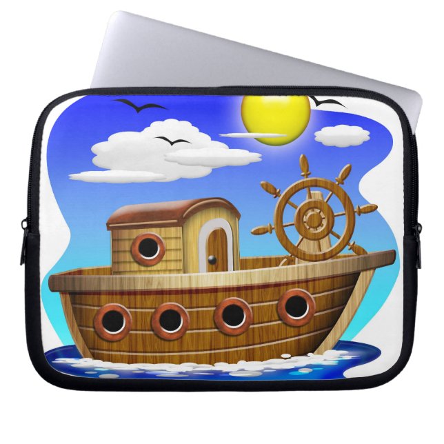 Visboot Cartoon Laptop Sleeve (Voorkant)