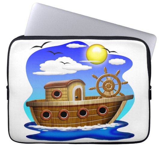 Visboot Cartoon  Laptop Sleeve (Voorkant)
