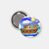 Visboot Cartoon  Magneet (Voorkant / Achterkant)