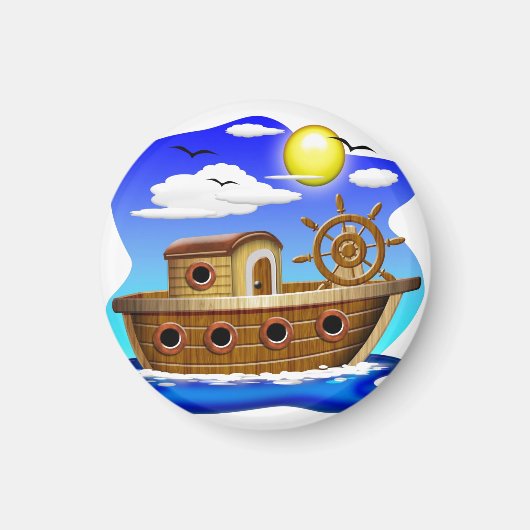 Visboot Cartoon  Magneet (Voorkant)