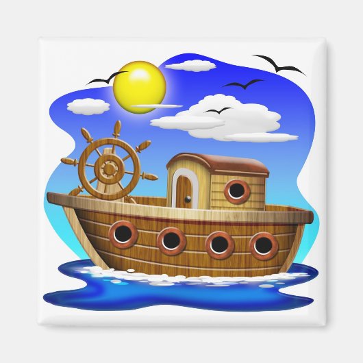 Visboot Cartoon Magneet (Voorkant)
