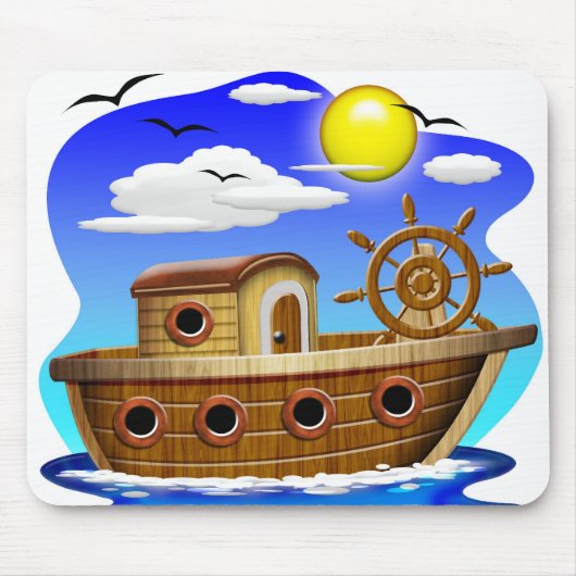 Visboot Cartoon Muismat (Voorkant)