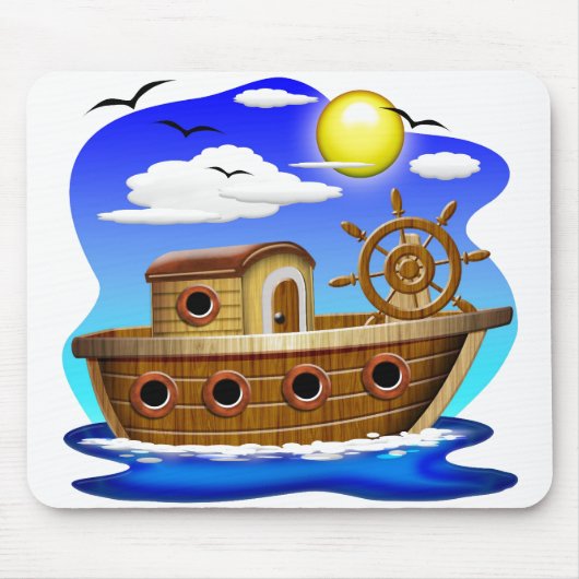 Visboot Cartoon Muismat (Voorkant)