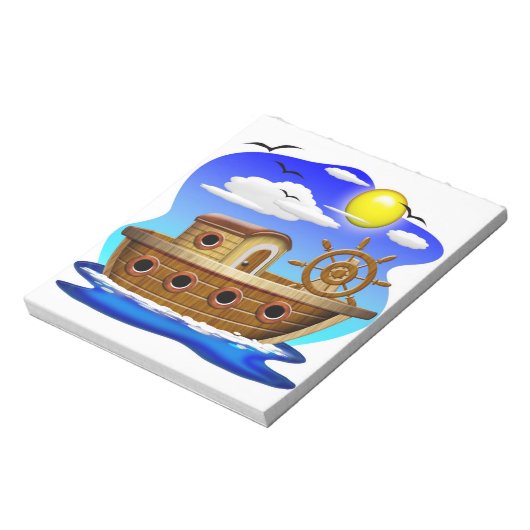 Visboot Cartoon Notitieblok (Linkerzijde)
