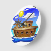 Visboot Cartoon Ronde Klok (Hoek)