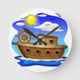 Visboot Cartoon  Ronde Klok