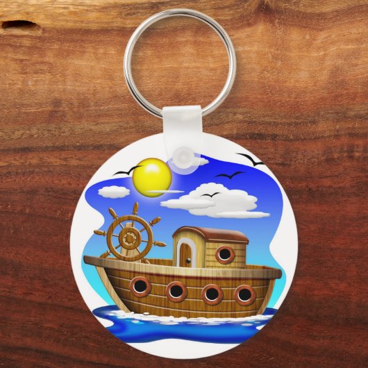 Visboot Cartoon Sleutelhanger (Voorkant)