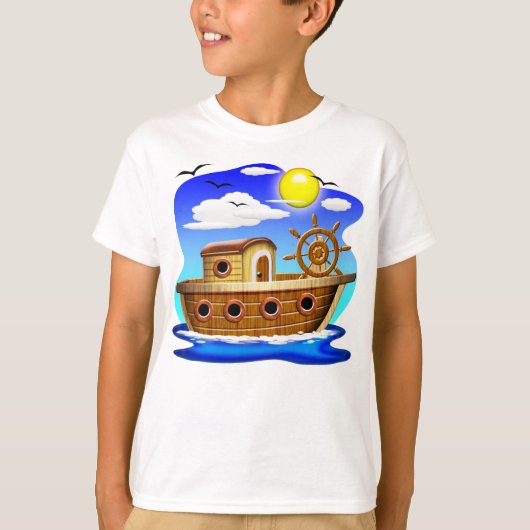 Visboot Cartoon  T-shirt (Voorkant)