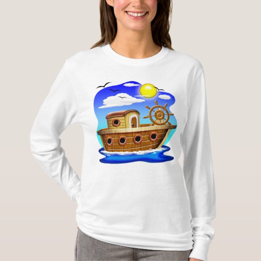 Visboot Cartoon  T-shirt (Voorkant)