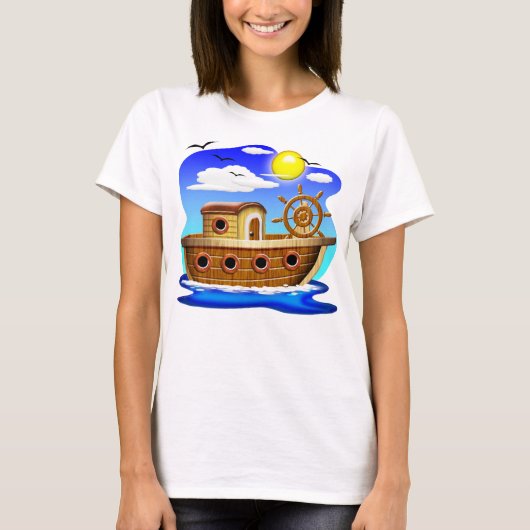 Visboot Cartoon  T-shirt (Voorkant)