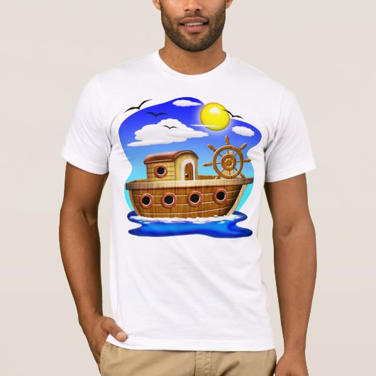 Visboot Cartoon  T-shirt (Voorkant)