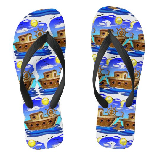 Visboot Cartoon  Teenslippers (Voetbed)