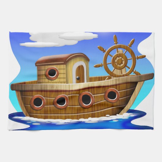 Visboot Cartoon Theedoek (Horizontaal)