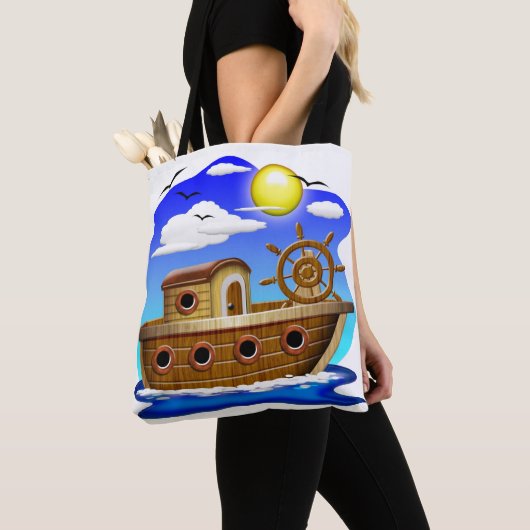 Visboot Cartoon Tote Bag (Dichtbij)