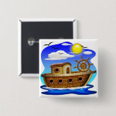 Visboot Cartoon Vierkante Button 5,1 Cm (Voorkant /achterkant)