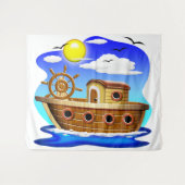 Visboot Cartoon  Wandkleed (Voorkant (horizontaal))
