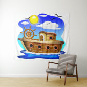 Visboot Cartoon Wandkleed (In Situ (horizontaal))