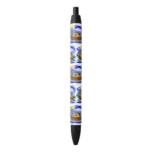 Visboot Cartoon Zwarte Inkt Pen (Voorkant Verticaal)