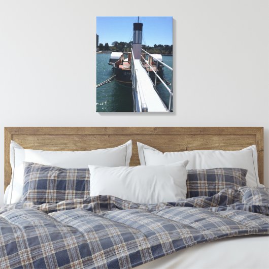 Visboot in de haven canvas afdruk (Insitu (Slaapkamer))