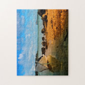 Visboot op Mauritiaans strand met eilandje Legpuzzel (Verticaal)