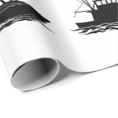 Visboot Silhouet Patroon Inpakpapier (Rol Hoek)