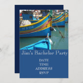 Visboot-thema vrijgezellenfeest voor mannen kaart (Voorkant / Achterkant)