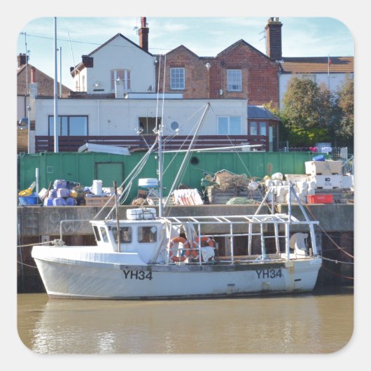Visboot YH 34 Vierkante Sticker (Voorkant)
