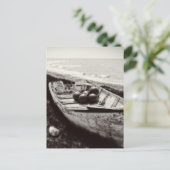 Visboot zwart en wit briefkaart (Staand voorkant)