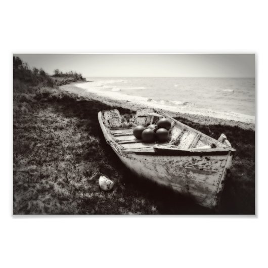 Visboot zwart en wit foto afdruk (Voorkant)