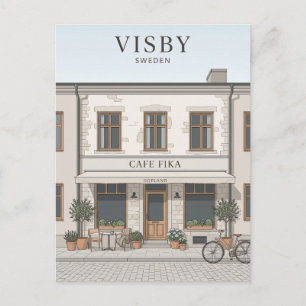 Visby café gevel Zweden Briefkaart