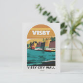  Visby City Wall Briefkaart – Retro Zweeds C (Staand voorkant)