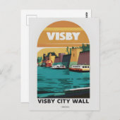  Visby City Wall Briefkaart – Retro Zweeds C (Voorkant / Achterkant)