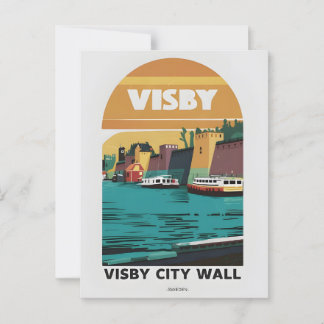  Visby City Wall Briefkaart – Retro Zweeds C