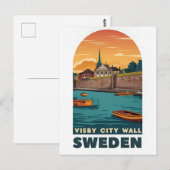 Visby City Wall Briefkaart – Retro Zweeds C (Voorkant / Achterkant)