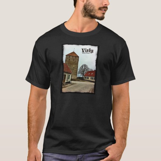 Visby, Gotland, Zweden Tower met Donkere Grens T-shirt (Voorkant)