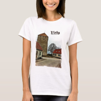 Visby, Gotland, Zweden Tower met Lichte Grens T-shirt