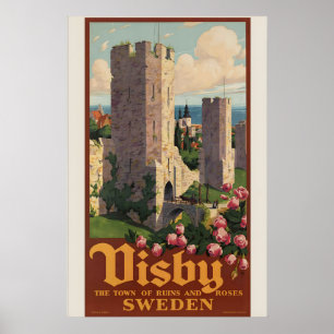 Visby Gotland Zweden Vintage Reisposter Poster