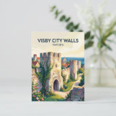 Visby Stadsmuur Zweden Briefkaart (Staand voorkant)