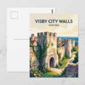 Visby Stadsmuur Zweden Briefkaart (Voorkant / Achterkant)