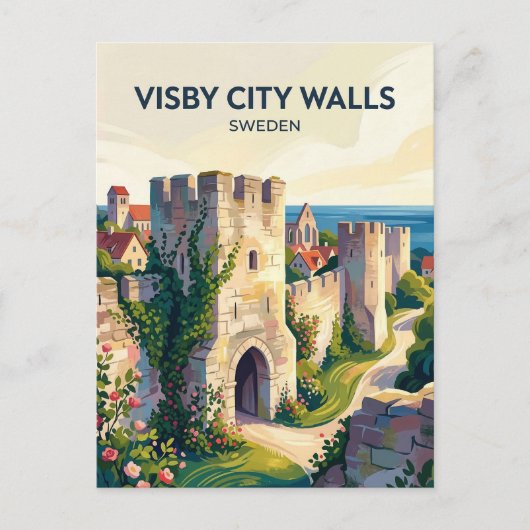 Visby Stadsmuur Zweden Briefkaart (Voorkant)