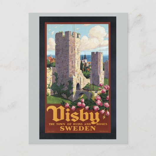 Visby Sweden - Vintage Travel Briefkaart (Voorkant)