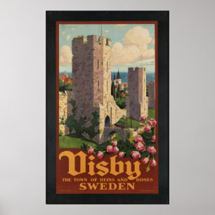 Visby Sweden Vintage Travel Poster and Retro Print
