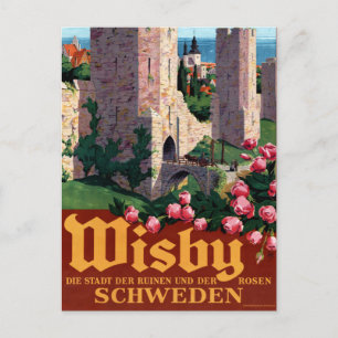 Visby Vintage Travel Poster teruggezet Briefkaart