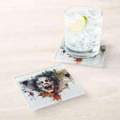 Viscera & Void: Abstract horrorportret Glazen Onderzetter (Schuin)