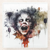 Viscera & Void: Abstract horrorportret Glazen Onderzetter (Voorkant)