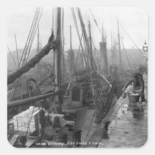 Visdokken, Grimsby, begin 20e eeuw Vierkante Sticker (Voorkant)