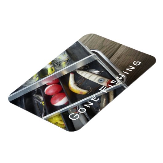 Visdoos "Gone Fishing" magneet (Linkerzijde)